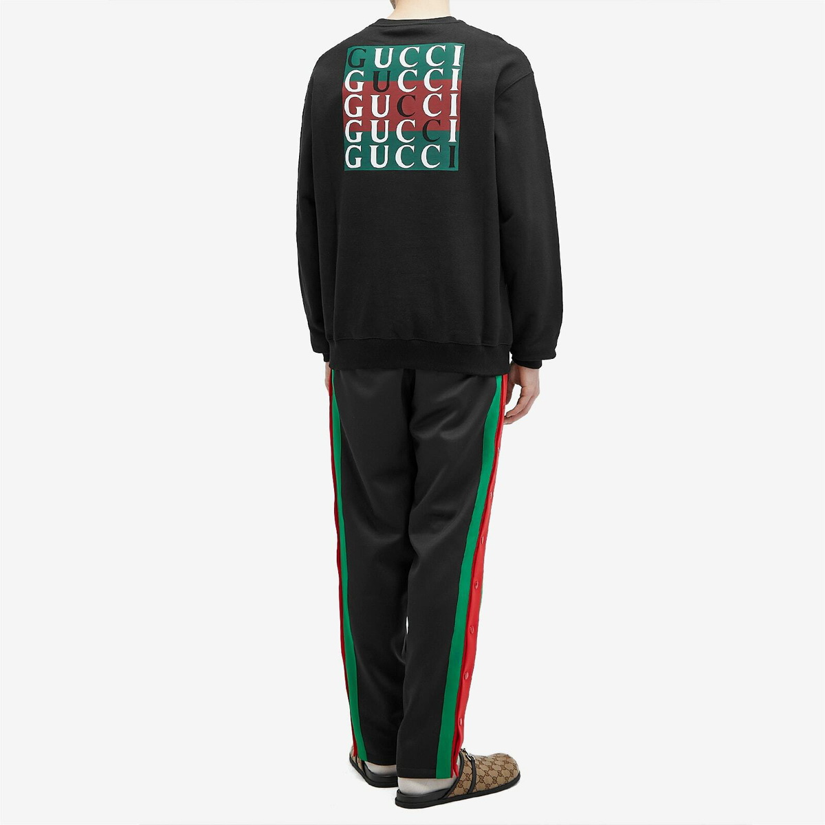 Gucci Men's Back Logo Crew Neck Sweatshirt in Black