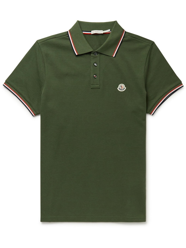 Photo: Moncler - Logo-Appliquéd Cotton-Piqué Polo Shirt - Green
