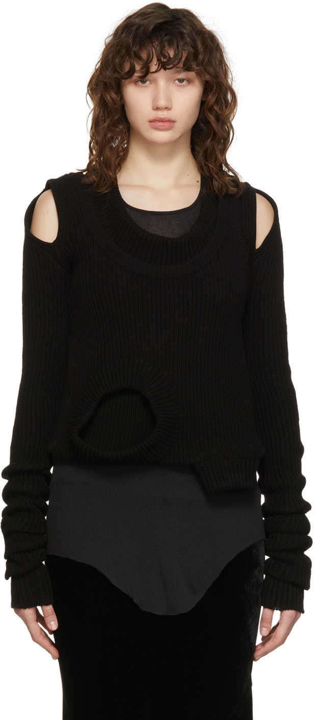 Rick Owens Black Recycled Cashmere Banana Knit Sweater Rick Owens