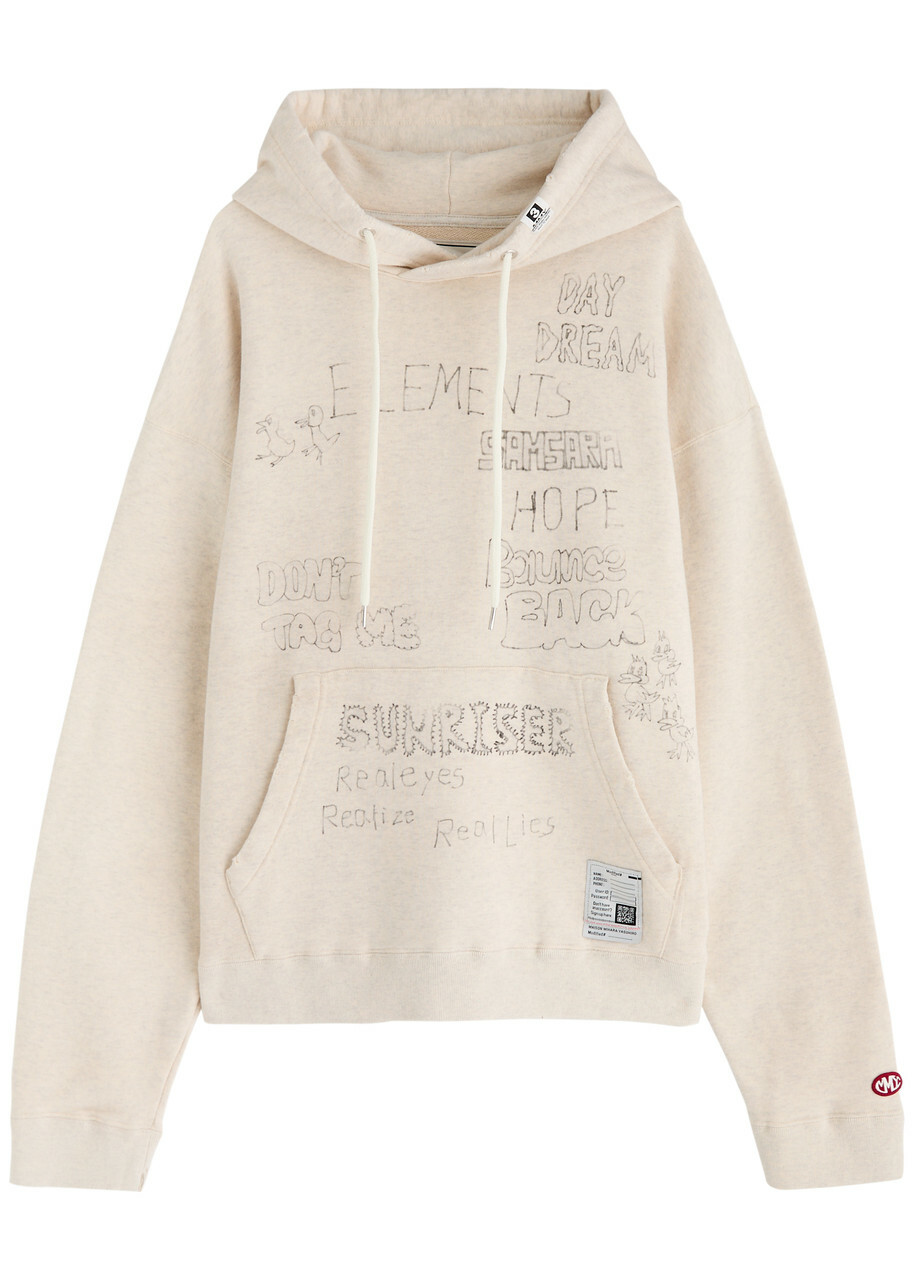 Maison mihara yasuhiro Printed Hooded Cotton Sweatshirt Cream