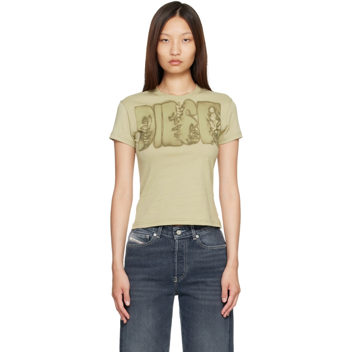 Diesel Khaki Slim Jersey Graphic Print T-shirt