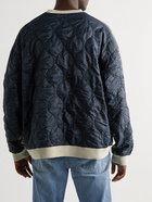 KAPITAL - Bandana-Print Cotton-Jersey and Quilted Shell Sweatshirt - Blue