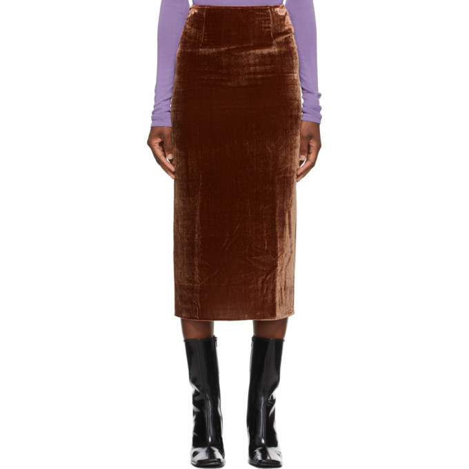 Photo: Georgia Alice SSENSE Exclusive Brown Velvet Pearl Skirt