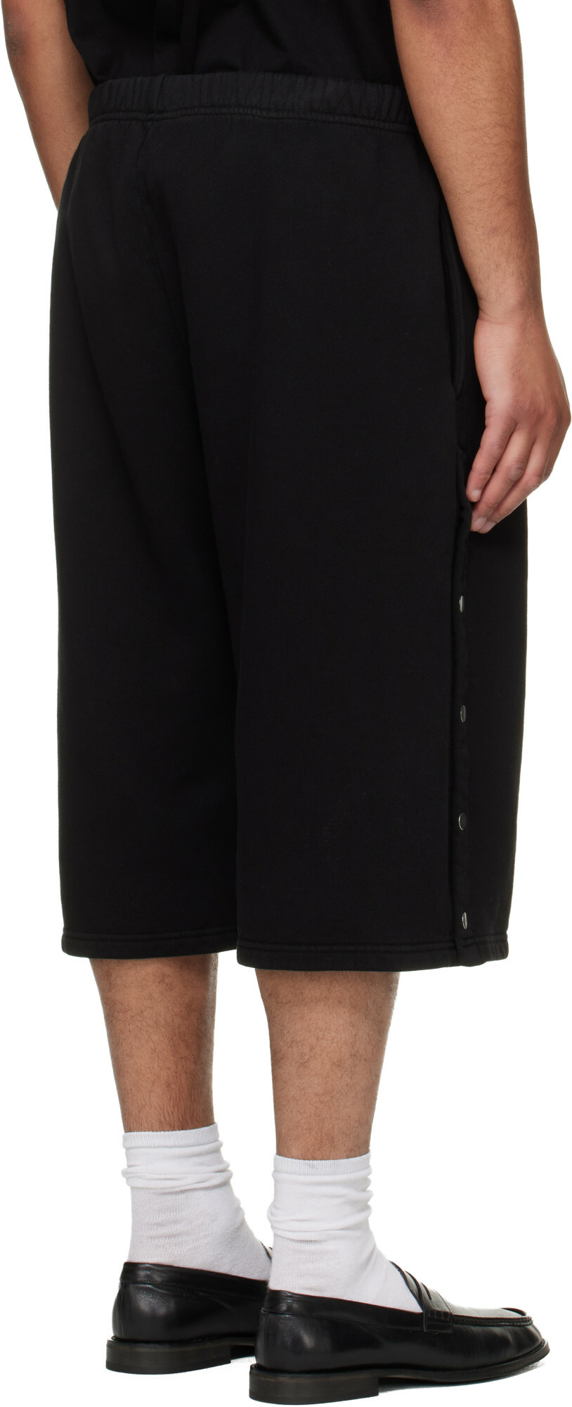 Les Tien Black Part Snap Shorts