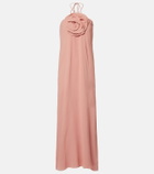 Adriana Degreas Floral-appliqué halterneck maxi dress