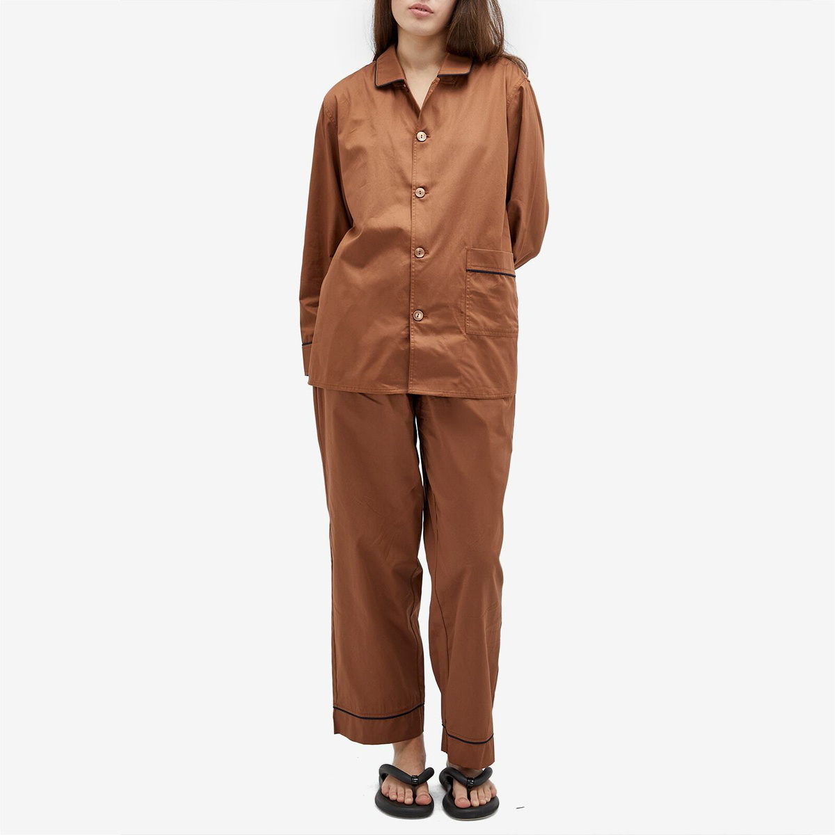 HAY Outline Long Pyjama Shirt in Milk Chocolate