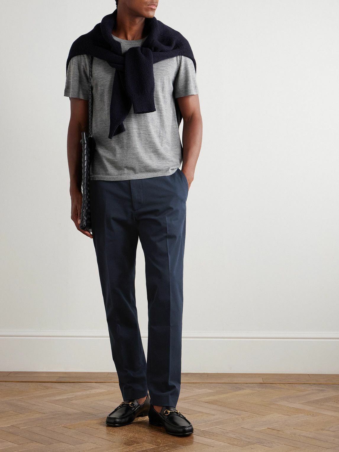 TOM FORD - Tapered Cotton-Blend Twill Chinos - Blue