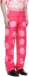 Tokyo James Pink Lace Cutout Trousers
