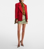Saint Laurent Lace-trimmed cotton-blend jacquard miniskirt
