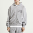 ANNIE HOOD Men's Inside Out College Zip Hoodie in Washed Grey