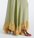 De La Vali Estela lace-trimmed georgette maxi dress