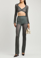 Knwls Halcyon Gingham Stretch-jersey Leggings Grey