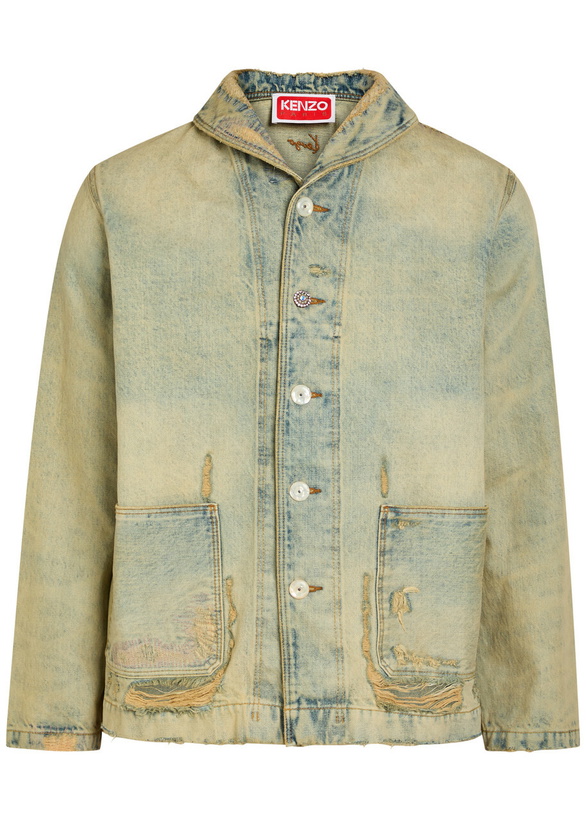 Photo: Kenzo Shawl-collar Distressed Denim Jacket