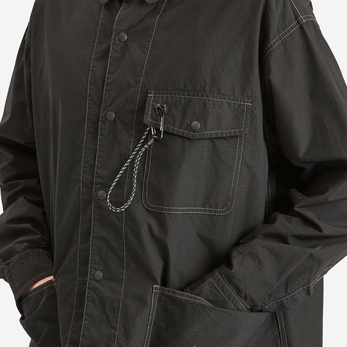 and wander Men's Cordura Cotton Ripstop Shirt Jacket in Black