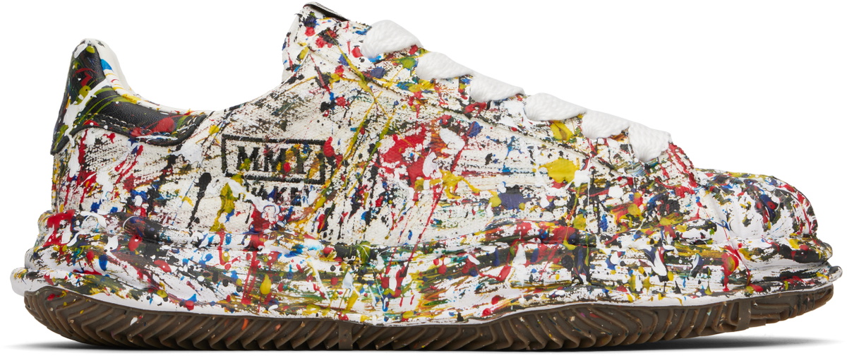 Maison MIHARA YASUHIRO White 'Blakey' OG Sole Sputtering Paint Canvas Sneakers