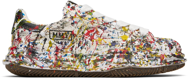 Photo: Maison MIHARA YASUHIRO White 'Blakey' OG Sole Sputtering Paint Canvas Sneakers