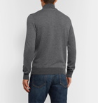 Ermenegildo Zegna - Slim-Fit Suede-Trimmed Cashmere and Cotton-Blend Half-Zip Sweater - Gray