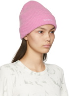 Sporty & Rich Pink Dina Serif Logo Beanie