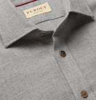 Purdey - Puppytooth Cotton-Flannel Shirt - Blue