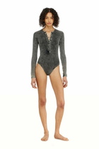 Diesel Cotton bodysuit with buttoned front - Bodysuits Womens in Grey