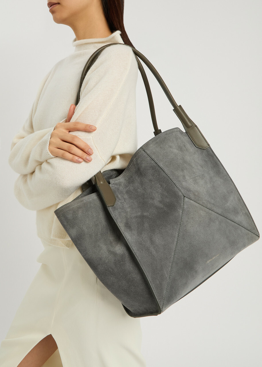 Victoria Beckham Victoria Small Panelled Suede Tote bag - Grey - One Size