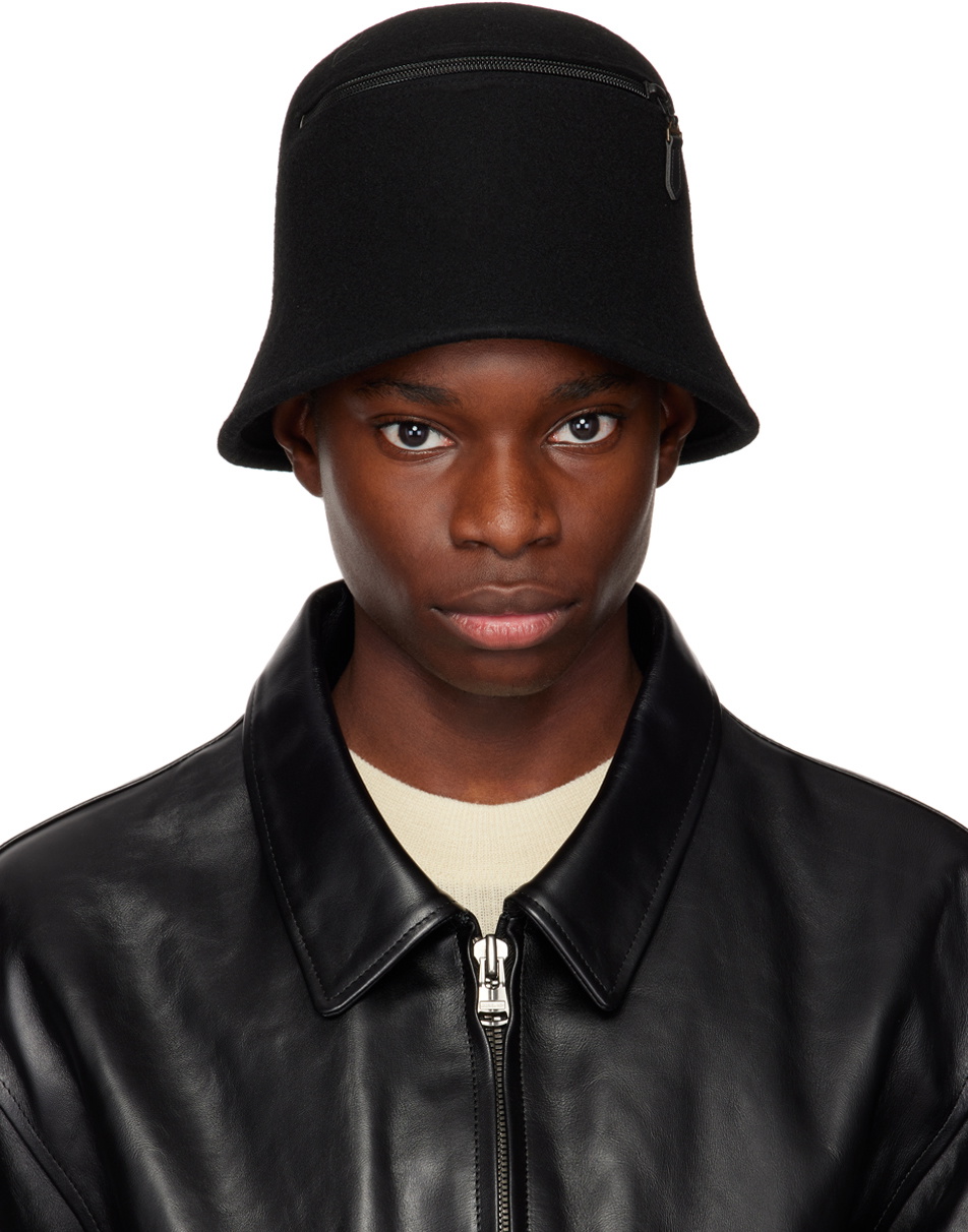 Y's Black Wool Bucket Hat