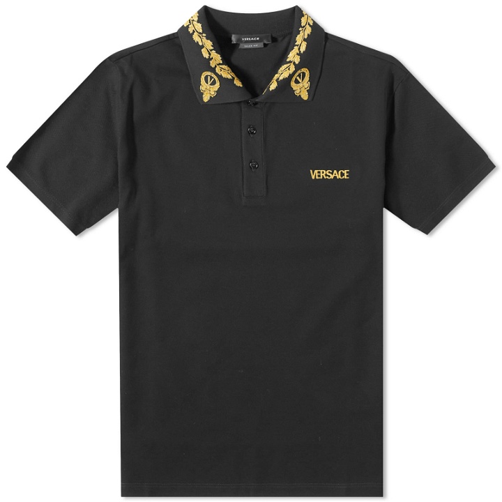 Photo: Versace Men's Logo Polo Shirt in Black