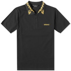 Versace Men's Logo Polo Shirt in Black