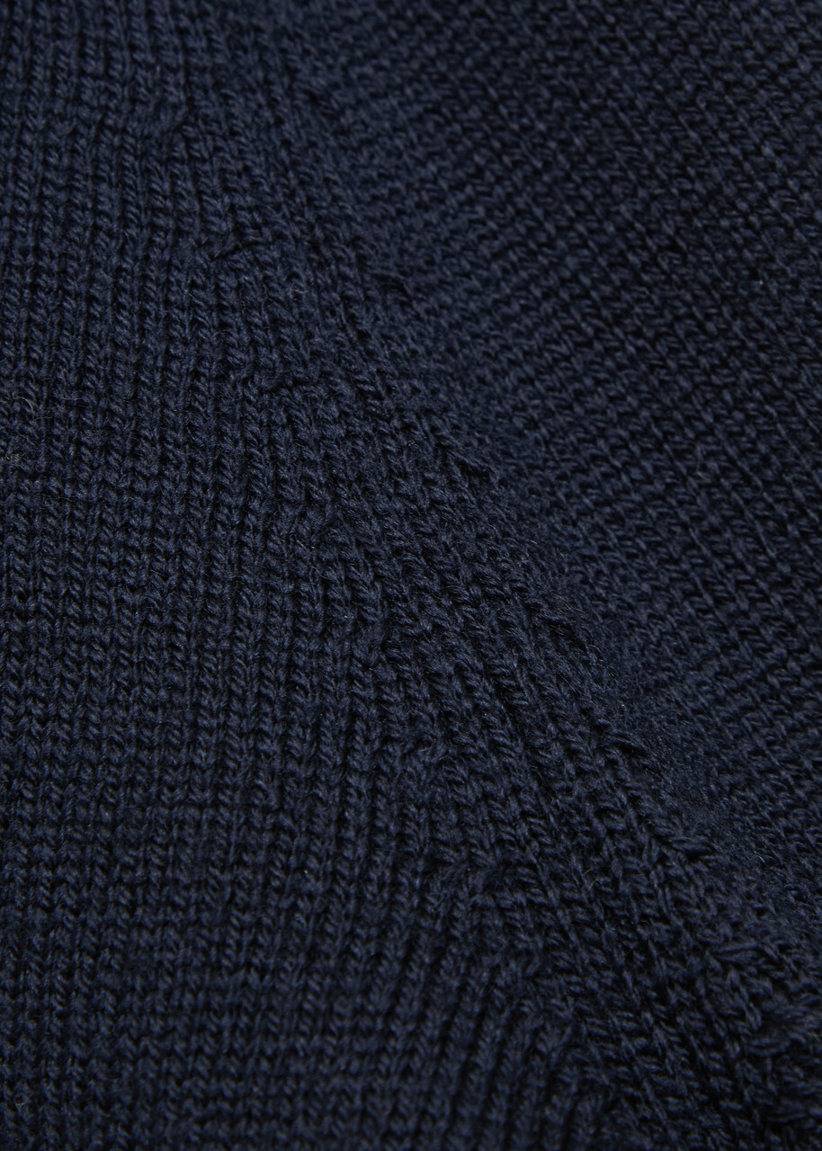Drake's Merino Wool Polo Jumper Navy