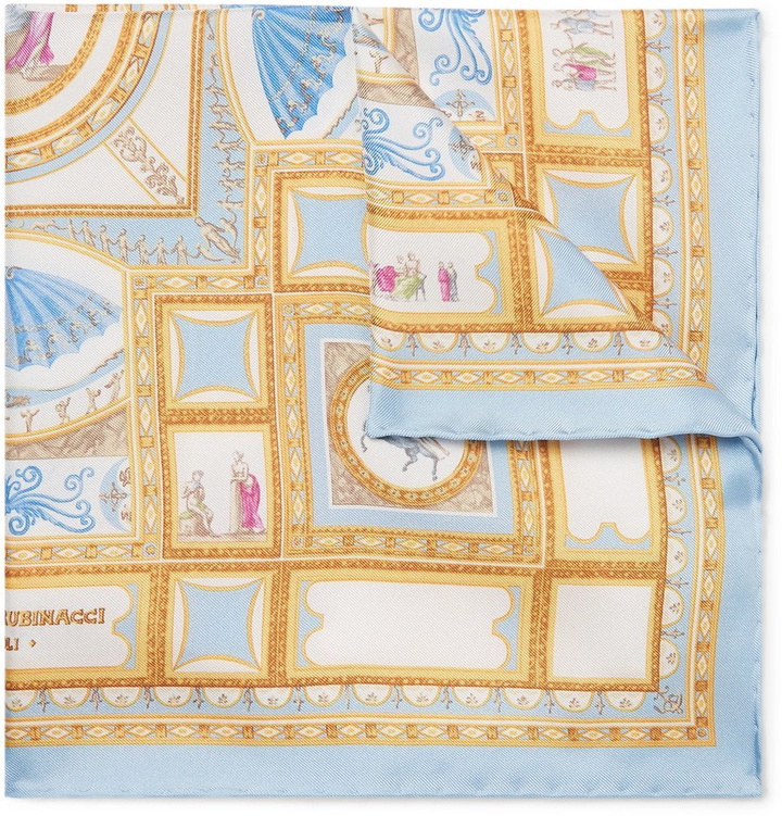 Photo: Rubinacci - Printed Silk-Twill Pocket Square - Blue