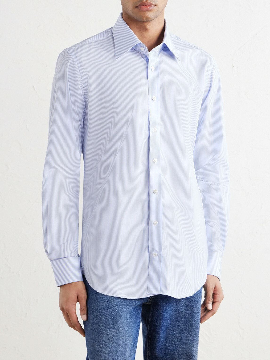 Thom Sweeney - Lecce Striped Cotton-Poplin Shirt - Blue