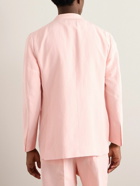 UMIT BENAN B - Double-Breasted Linen and Silk-Blend Suit Jacket - Pink