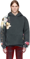 COÛT DE LA LIBERTÉ Gray Killian Flower Applique Terry Hoodie