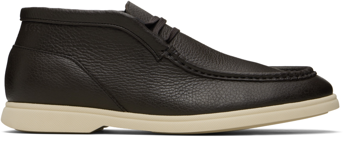 BOSS Brown Tumbled Leather Desert Boots