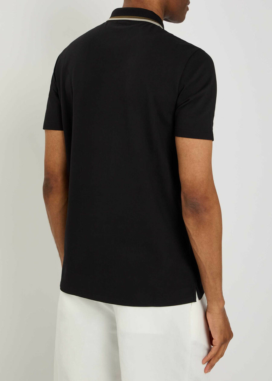 PS Paul Smith Striped-trim Stretch-cotton Polo Shirt Black