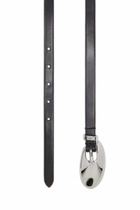 Diesel 1.5cm slim leather belt with sculptural buckle - Belts Womens in Black