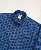 Brooks Brothers Men's Regent Regular-Fit Original Broadcloth Sport Shirt, Tartan | Blue/Black