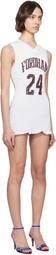 Conner Ives White Reconstituted Shirred Basketball Jersey Minidress
