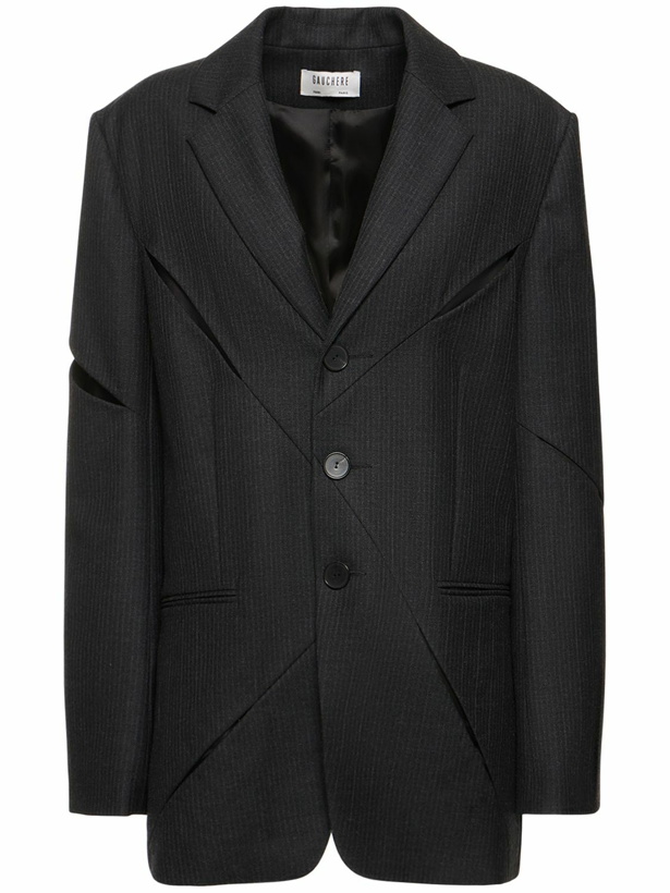 Photo: GAUCHERE - Single Breast Pinstripe Wool Jacket