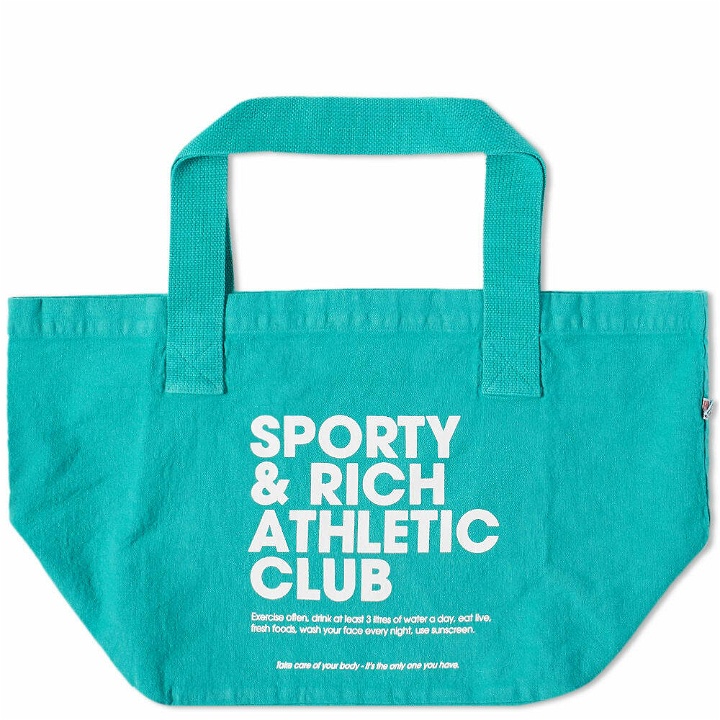 Photo: Sporty & Rich Men's Exercise Often Tote Bag in Turquoise/White