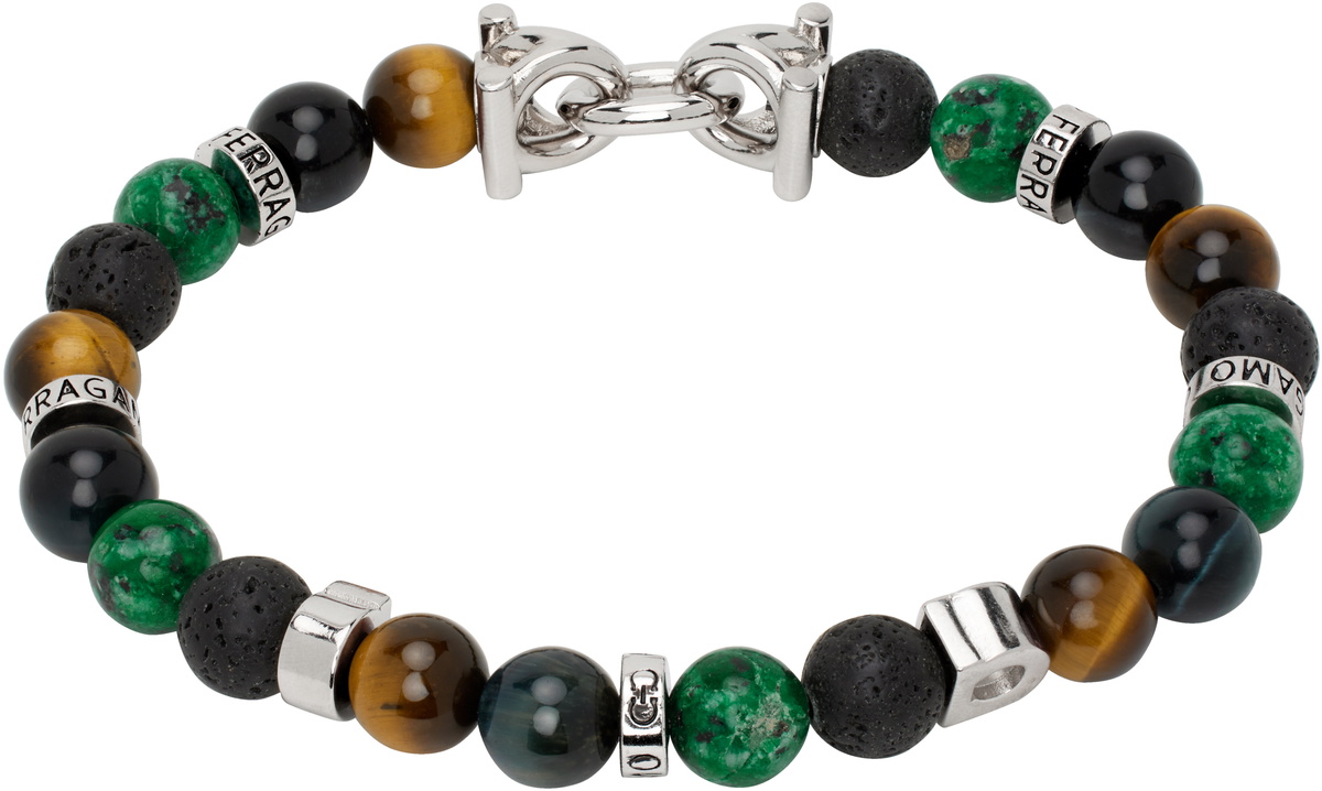 Ferragamo Black Gancini Leather Bracelet Salvatore Ferragamo