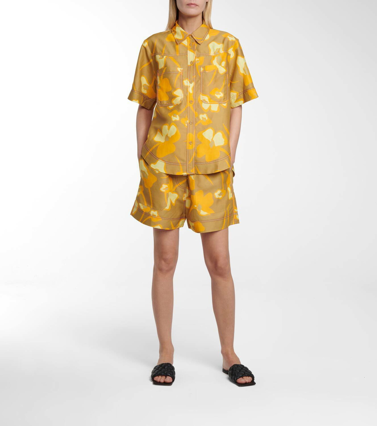 Lee Mathews Wren floral linen-blend shorts