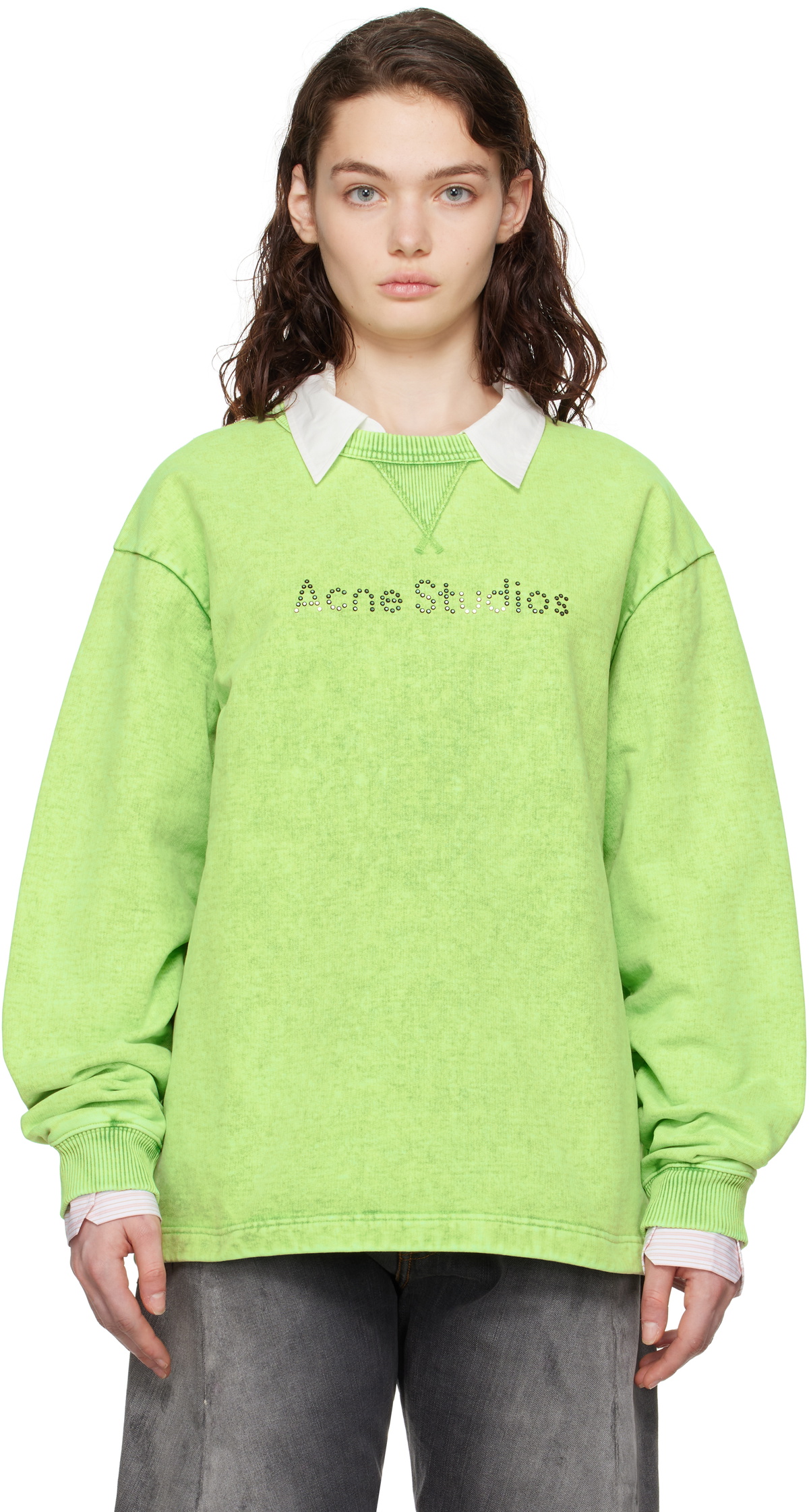 Acne Studios Green Logo Stud Sweatshirt