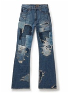 KAPITAL - Crazy Dixie Flared Distressed Patchwork Jeans - Blue