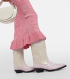 Ganni - Embroidered leather cowboy boots