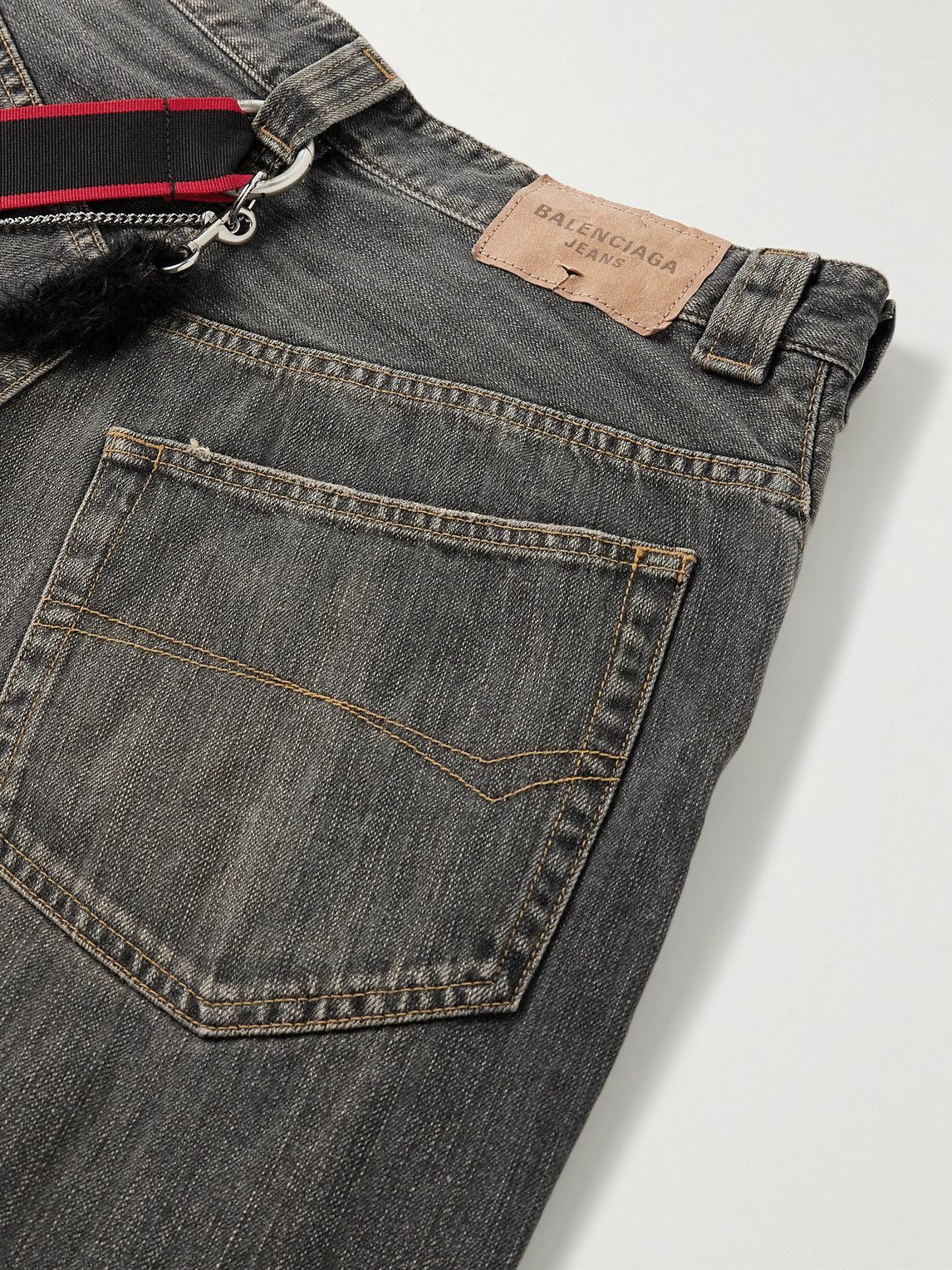 Balenciaga - Wide-Leg Embellished Jeans - Gray Balenciaga