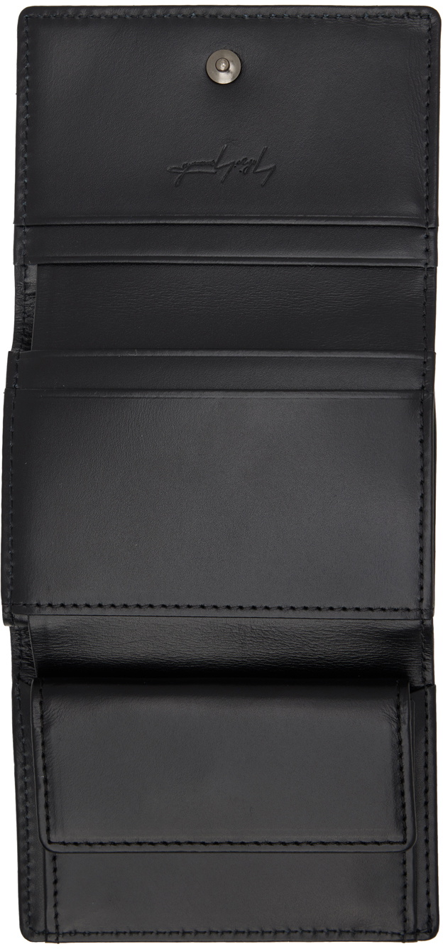 YOHJI YAMAMOTO Black discord Leather Wallet