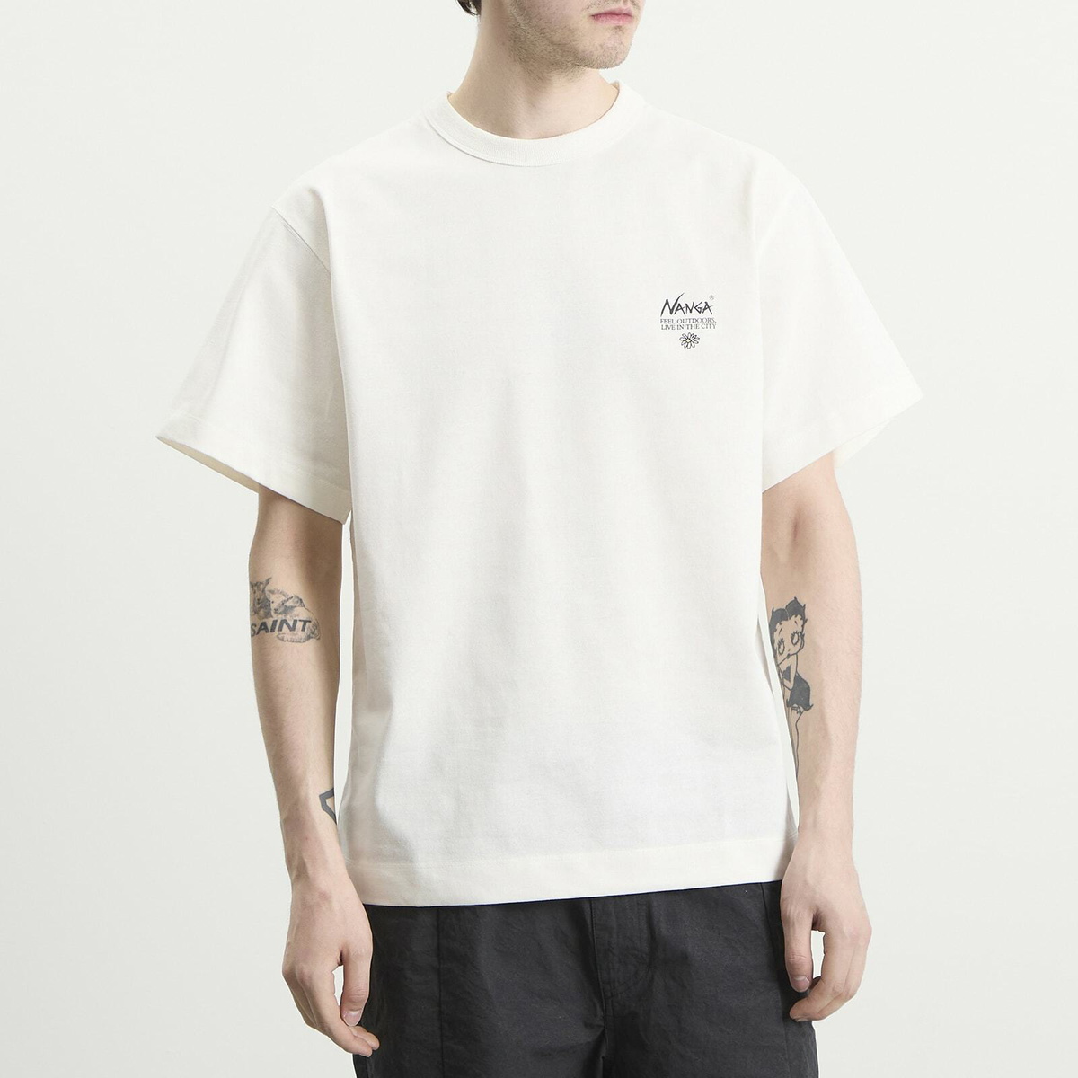 NANGA Men's Eco Hybrid Vintage Flower T-Shirt in White