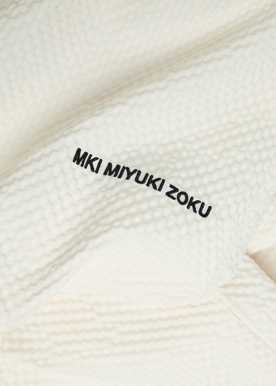 ◆mayu◆ Mki Miyuki Zoku Logo Seersucker Wide-leg Trousers Ecru MKI