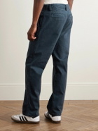 Corridor - Straight-Leg Garment-Dyed Stretch-Cotton Twill Trousers - Blue